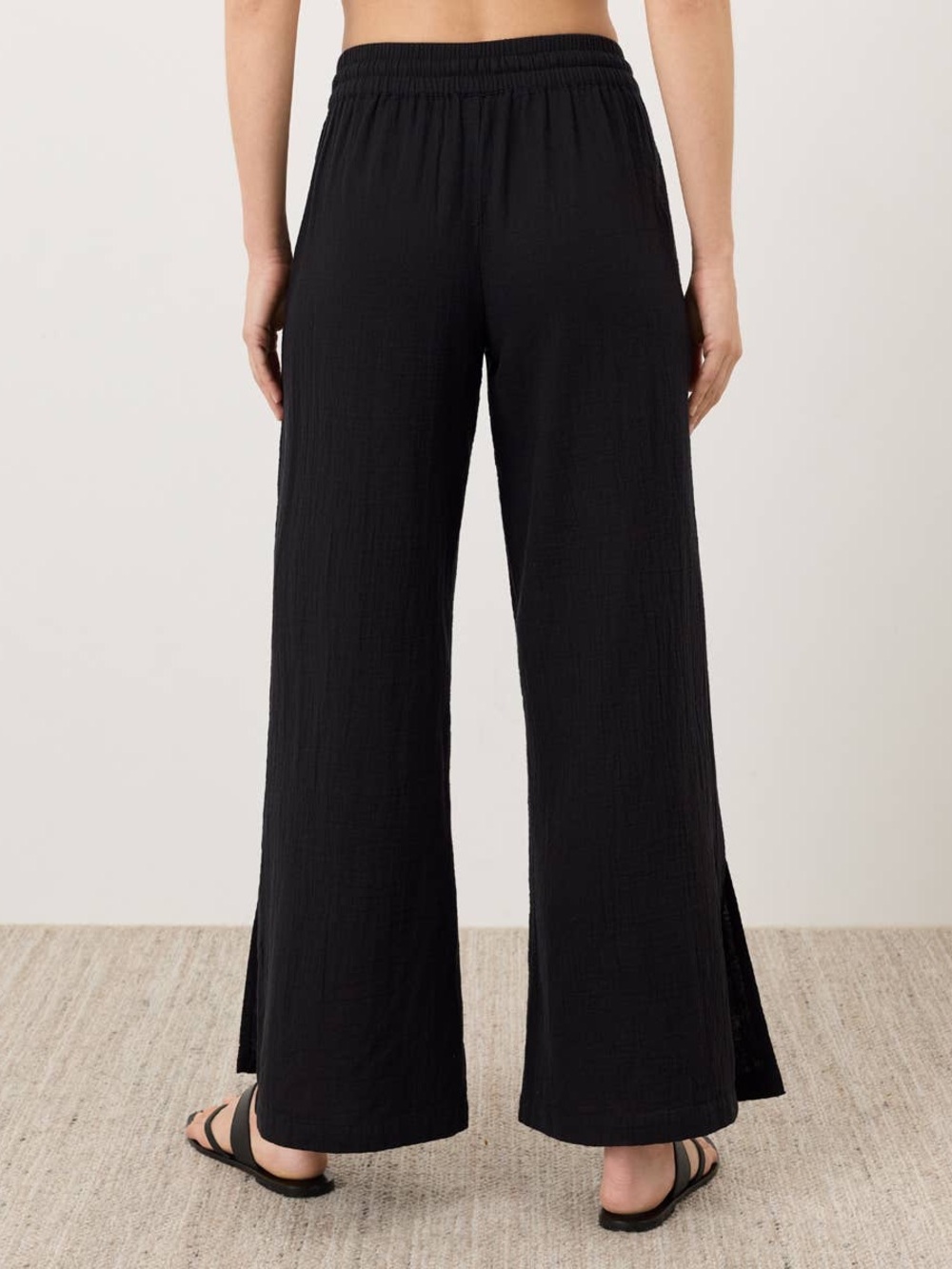 Pact Coastal Double Gauze Split Hem Pants Black NWT - Picture 2 of 4